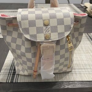 Louis Vuitton Sperone BB white plaid mini backpack